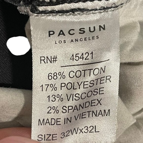 Pacsun Los Angeles Men's Jeans Size 32W x 32L Black Skinny Denim Casual - Picture 8 of 13